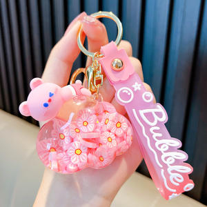 Hecion <span class=keywords><strong>liquide</strong></span> stroboscopique nuages <span class=keywords><strong>petit</strong></span> ours accessoires de mode cartable pendentif porte-clés Anime 3 couleurs porte-clés - Product Image 4