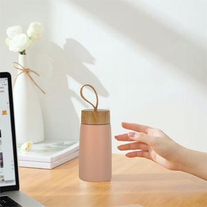 Thermos à eau personnalisé avec logo, mini 280 ml, isolé, à double paroi, effet bois, pour eau chaude et froide, pour enfants, école - Product Image 6