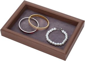Sang trọng nhỏ óc chó hạt gỗ Vòng trang sức hiển thị khay thấp moq sẵn sàng để tàu với biểu tượng tùy chỉnh đồ trang sức container - Product Image 2