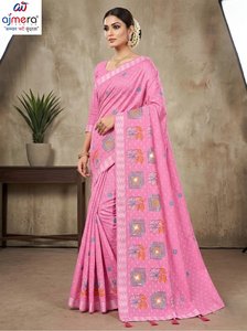 Sari traditionnel en coton doux Ajmera, imprimé, séchage rapide, élégant, tenue ethnique pour femme, idéal pour les fêtes, toutes saisons - Product Image 5