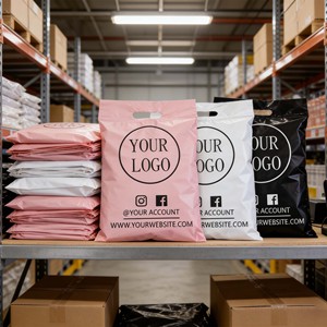 Sacchetti di Plastica Personalizzati con Manico, Borse in Polietilene di Lusso Fustellate, Sacchetti Trasparenti in LDPE per Abbigliamento - Product Image 2