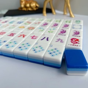 Juego de Mahjong Americano de Acrílico Azul, Juego con Bolsa de Almacenamiento para Regalo, Juego de Mahjong de Cristal de Alta Gama Enrollado a Mano - Product Image 5