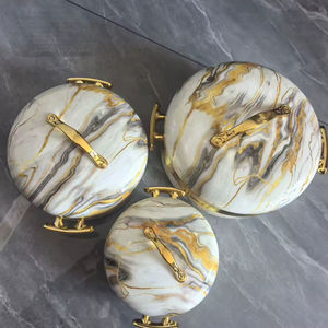 طقم سخانات طعام فاخر دائري الشكل 3 قطع 1 لتر 2 لتر 3.5 لتر من الفولاذ المقاوم للصدأ مع عزل حراري لحفظ الطعام ساخنًا وعرضه في البوفيهات - Product Image 1