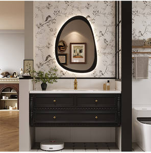 French luxury modern black wall mounted bathroom cabinet light luxury washbasin in the bathroom - Product Image 3