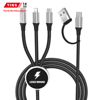 Cable de Carga Multifuncional 5 en 1 con Logotipo Luminoso LED Personalizado, Cable de Carga Rápida Trenzado con Deslizador para Regalos Promocionales Corporativos