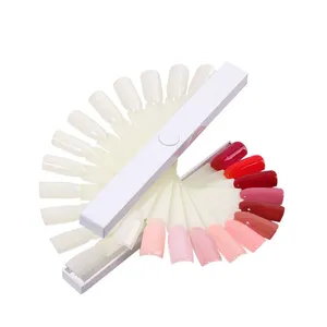 Portable Nail Art 24 Colors Tips Swatches Display Sticks White Rotatable Nail Polish Practice Board