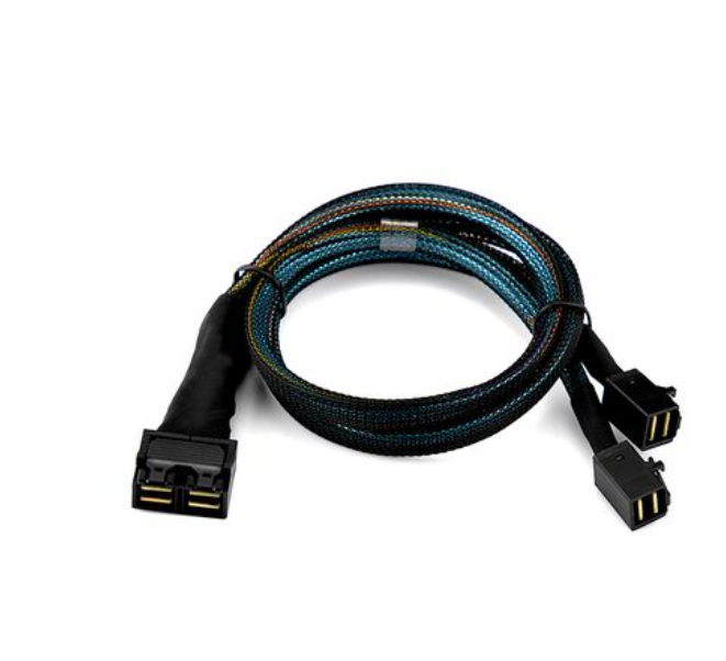 HONPNK High-Speed Data Transfer SFF-8643 8i to 2SFF-8643 4i (Curved) Mini SAS Cable for SAS/RAID Controllers Backplanes