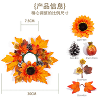 Guirlande en verre rustique avec feuilles d'érable artificielles, baies et pommes de pin, pour décoration d'automne, de Thanksgiving et de récolte, réutilisable pour la maison