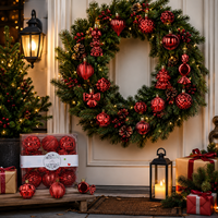 Grosir 18pcs Set Ornamen Bola Natal Plastik Merah Untuk Dekorasi Pohon Liburan Rumah untuk Ulang Tahun Pernikahan