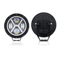 Phare de travail LED rond pour camion, lampe de conduite multi-lentilles, haute luminosité, faible consommation, support en U, auxiliaire