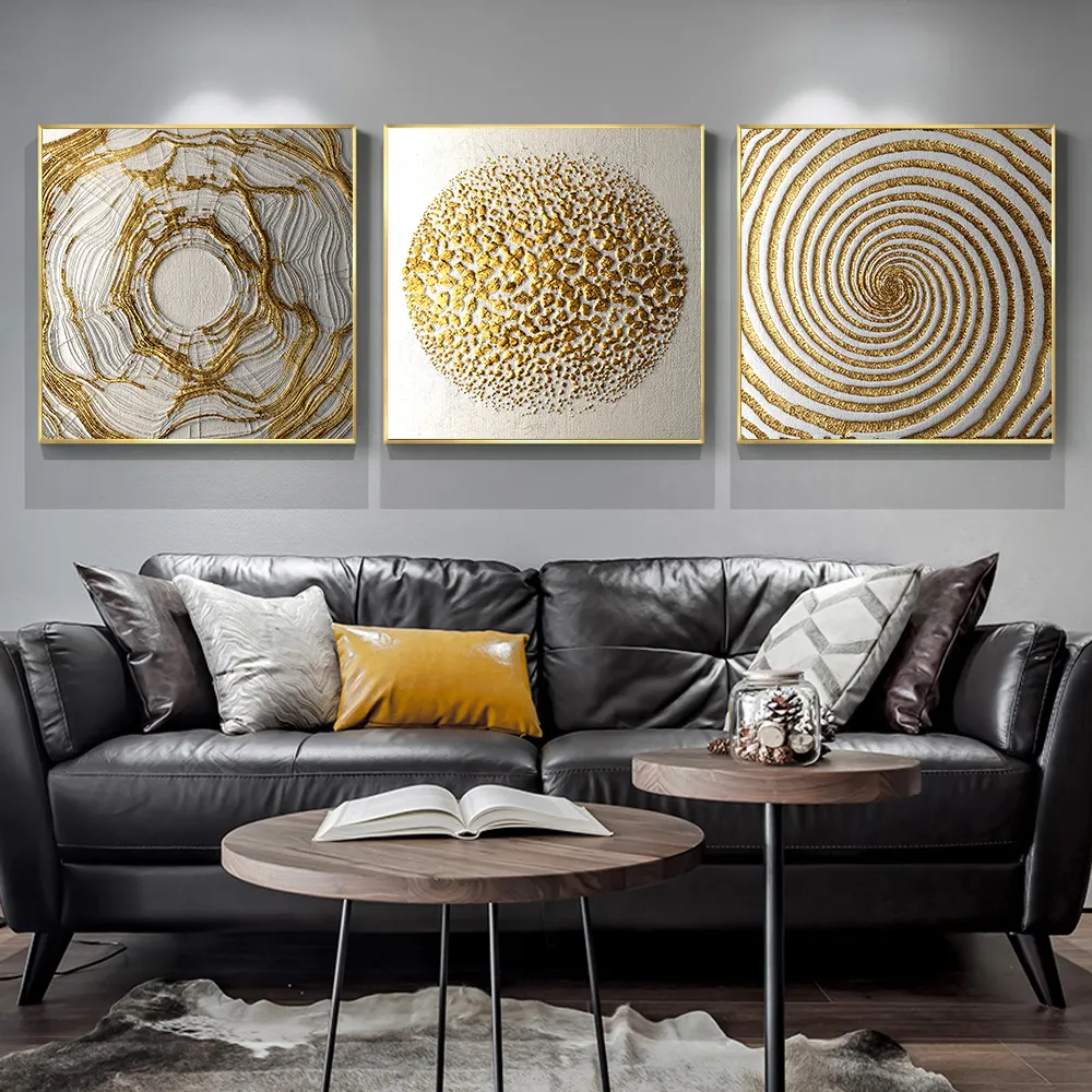 Pintura em tela com padrões geométricos, posteres nórdicos, estampas, arte de parede para decoração de casa, sala de estar, metal elétrico, abstrato, dourado e preto