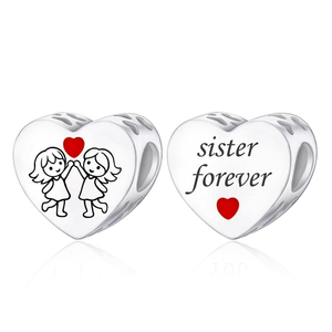 Ciondolo in Argento 'Love You Forever', Non Sono Sorelle per la Sangue ma per Cuore, Compatibile con Bracciali Originali, Gioielli per Compleanno - Product Image 4