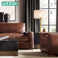 Canapé modulaire en cuir véritable en forme de L, idéal pour salon, hôtel, villa, appartement - Vente chaude