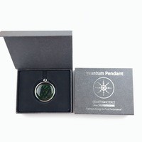 Collier pendentif bio-énergétique en acier inoxydable plaqué argent avec verre vert Sland Quantum, style classique, chaîne de santé pour enfants