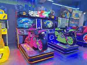 Console de jeu d'arcade de course de moto sportive 5DX pour deux joueurs avec fonction de vibration, prise US - Product Image 3