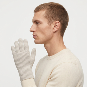 Gants unisexes pour adultes en mélange de laine, longueur coude, coupe-vent, respirants, à doigts complets, tricotés côtelés, décontractés, couleur unie beige, chauds, personnalisables - Product Image 3