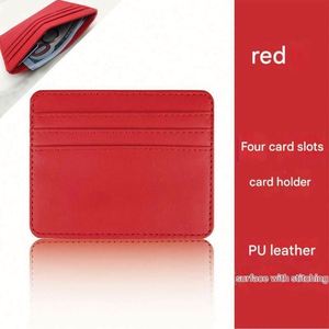 Cartera de Cuero para Múltiples Tarjetas, Colores Sólidos, Tarjetero de Cuero Sintético, Cartera con 4 Ranuras, Monedero de Bolsillo, Diseños con Logotipo Personalizado - Product Image 1