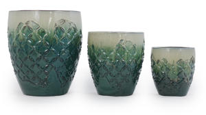 Pot de fleurs en céramique vert dégradé de style américain, finition émaillée, trou de drainage, écologique, durable, pour la maison et le jardin - Product Image 2