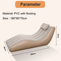 Chaise inclinable à gonflage automatique Canapé paresseux gonflable floqué en PVC Canapé-lit portable d'extérieur avec oreiller