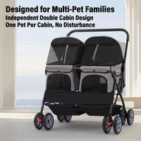 Poussette double pour animaux de compagnie avec design cabine pour les familles ayant plusieurs animaux