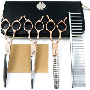 Ensemble de ciseaux professionnels pour toilettage des animaux de compagnie, ciseaux droits et courbés de 7 pouces pour couper les poils de chien, outils multifonctionnels avec - Product Image 2