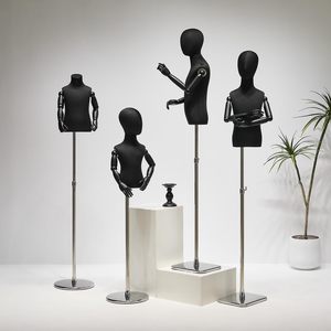 Manichino Mezzo Busto per Esposizione Abbigliamento Bambini, Espositore Nero in Lino per Bambini e Bambine, per Vetrina - Product Image 3