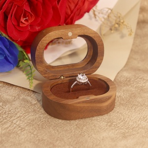 Walnut Wood Jewelry Box Wooden Ring Boxes Jewellery Packaging Wedding Ring Wooden Box with clear Acrylic <b>Window</b> - Product Image 5