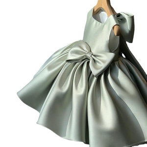 Le neonate vestono il primo <span class=keywords><strong>anno</strong></span> di compleanno della ragazza di fiori della principessa <span class=keywords><strong>vestito</strong></span> in camicia da spettacolo di pianoforte senza maniche <span class=keywords><strong>vestito</strong></span> Tutu solido con fiocco grande - Product Image 3