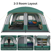 Tente de camping portable pour l'été, randonnée, extérieur, 3-4 personnes, deux chambres, un salon, respirante, ensemble complet, quatre saisons