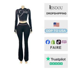 Completo da <span class=keywords><strong>donna</strong></span> due pezzi tinta unita a maniche lunghe per l'autunno 2026 - Collezione casual per tutti i giorni, yoga e sport - Product Image 2
