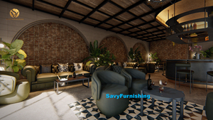 Concept d'aménagement intérieur de bar lounge rustique, ensemble de meubles de salon industriels pour une idée de design de lounge vintage et de mobilier pour speakeasy - Product Image 4