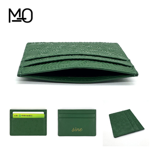 Mo กระเป๋าสตางค์หนัง nappa สีเขียวแบบมีช่องใส่บัตรมีช่องใส่บัตรแบบพับเก็บได้ปรับแต่งโลโก้เต็มรูปแบบ - Product Image 2