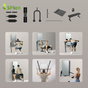Station de fitness multifonctionnelle intelligente SPlan tout-en-un unisexe pour la maison, avec pile de poids de 100 kg, écran tactile HD de 24 pouces, structure métallique robuste - Product Image 6