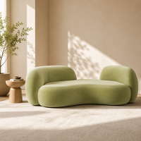 Canapé VONLIVA, design nordique moderne, unique et créatif, en bois courbé et flanelle, une place, pour salons, studios, salons de beauté