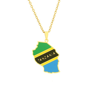 Collar con Colgante <span class=keywords><strong>de</strong></span> <span class=keywords><strong>Mapa</strong></span> y Bandera <span class=keywords><strong>de</strong></span> Tanzania <span class=keywords><strong>en</strong></span> Acero Inoxidable, Estilo Étnico, Unisex, para Parejas, Accesorio <span class=keywords><strong>de</strong></span> Joyería <span class=keywords><strong>de</strong></span> Moda - Product Image 5