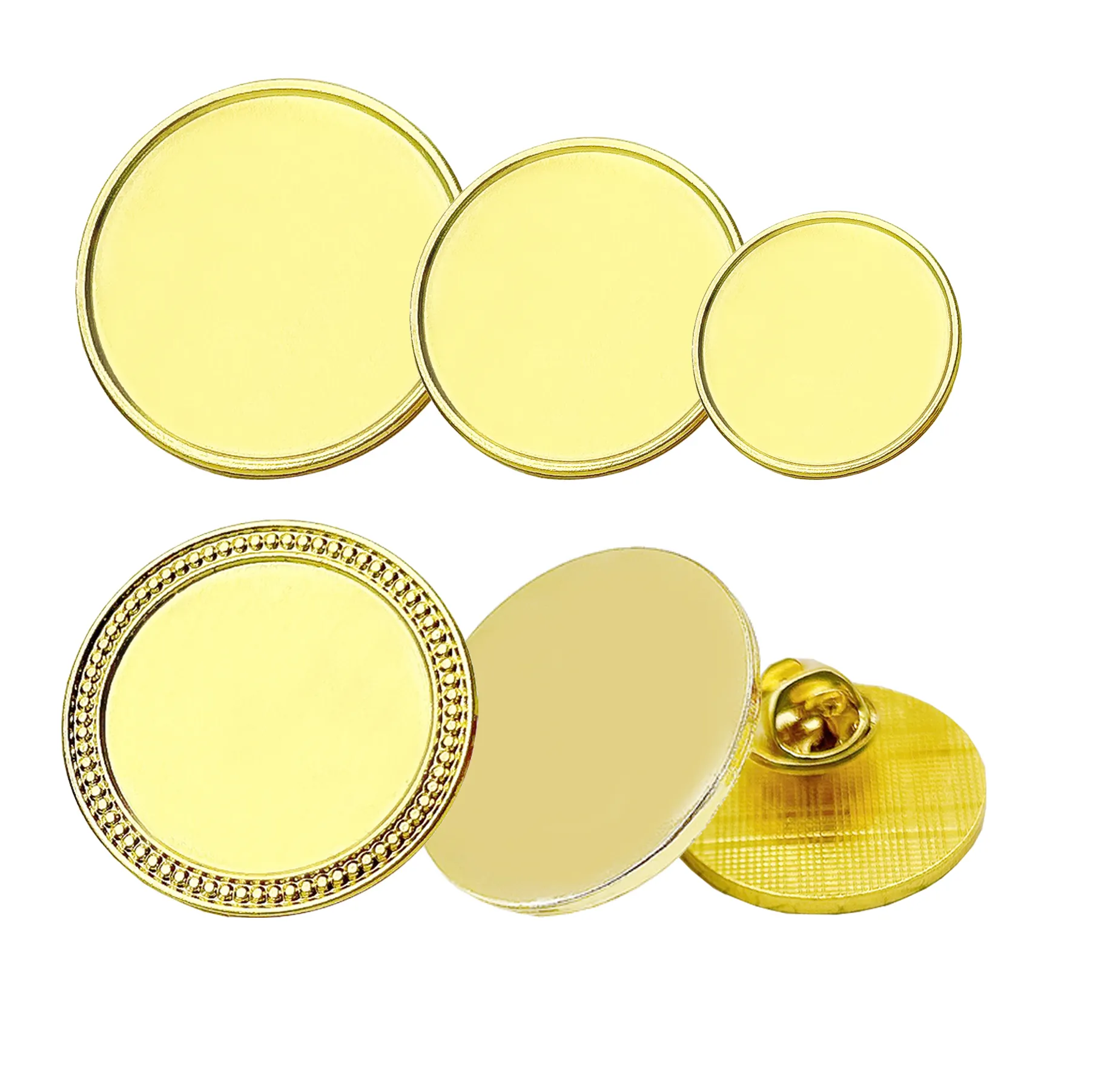 Manufacturer Low price Custom Blank Round Lapel Pin Different Size epoxy sticker Metal Circle Blank Pin Badge Button