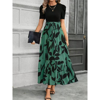 Robe élégante et tendance à imprimé floral, taille haute, pour femmes européennes et américaines, style transfrontalier