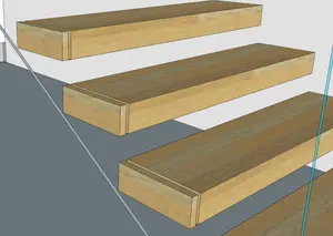 Escalera de Interior con pisada de madera y barandilla de vidrio, escalera recta flotante moderna, Código de Construcción de América del Norte