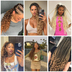 Treccine Jumbo Box Braids Pre-Stirate in Fibra Resistente alle Alte Temperature, Morbide, Effetto Yaki, Facili da Lavorare, Texture Ondulata Effetto Acqua, Riccioli all'Uncinetto - Product Image 6