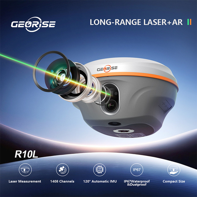 GeoRise R10L 7x24 Technical Support Free Firmware Update IP68 Rated Laser GNSS RTK Tilt Survey AR Stakeout Land Survey Equipment