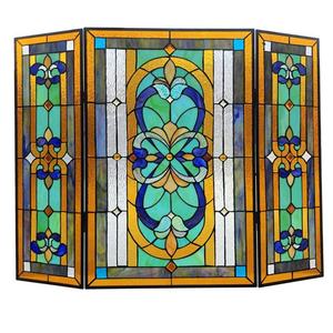 Mampara Decorativa para Chimenea de Vidrio Artístico Estilo Tiffany de 40''*28'' para Sala de Estar - Product Image 1