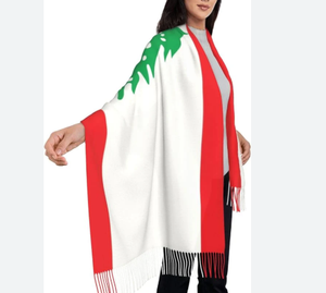 Bandera del Líbano Bufanda de invierno para mujer Manta suave y cálida Bufandas Fringe Pashmina Bufanda - Product Image 1