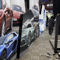 Affichage lumineux en tissu SEG en forme personnalisée, hexagone, polygone, pour stand d'exposition automobile SEMA, panneau d'affichage rétroéclairé par LED