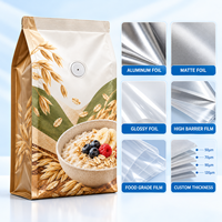 Sachet personnalisé en aluminium à huit soudures latérales avec valve pour la vente au détail et en gros