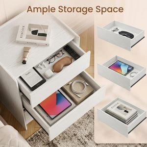 Table <span class=keywords><strong>de</strong></span> chevet avec 3 tiroirs, moderne avec un grand espace <span class=keywords><strong>de</strong></span> rangement, table <span class=keywords><strong>de</strong></span> chevet pour chambre à coucher - Product Image 3
