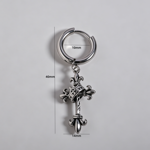 Unisex Punk Hip Hop <span class=keywords><strong>Goth</strong></span> Kreolen Kreuz-Anhänger Piercing-Schmuck Edelstahl Hypoallergene Ohrringe für Männer und Frauen - Product Image 6