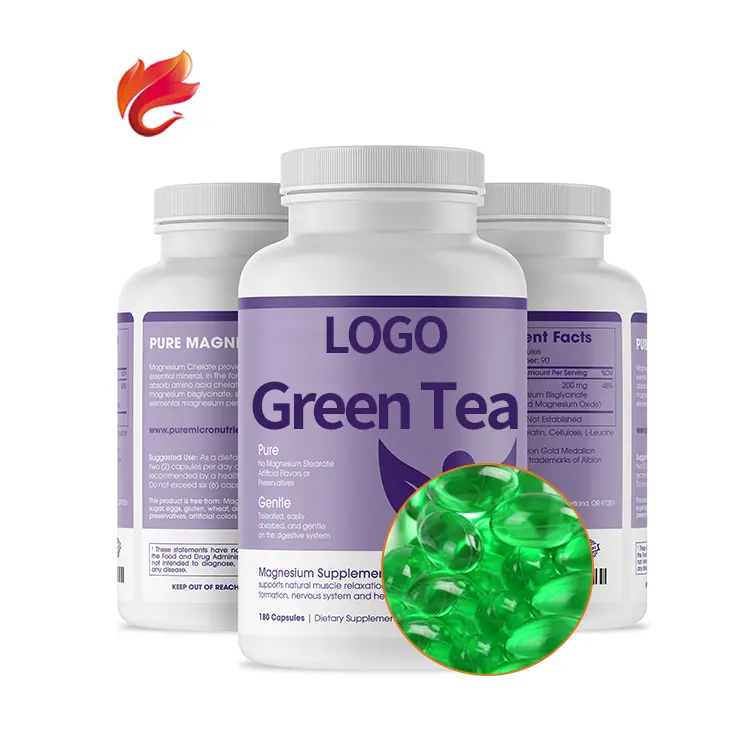 Chinese Green Tea Body Shaper Health Benefits Soft Capsules Supplement Extract Private Label OEM 500Mg