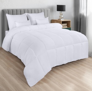 Màu Trắng Tinh Khiết 300gsm Lưới Vuông Khách Sạn Chăn Kỹ Thuật Số In Vua Kích Thước 100% Sợi Hóa Chất Core Tất Cả Các Năm Cho Nhà Khách Sạn Giường Thoải Mái - Product Image 2