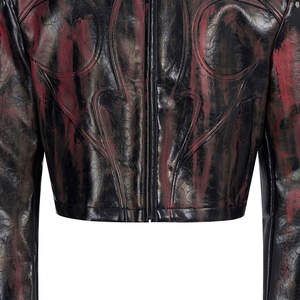 Giacca in <span class=keywords><strong>Pelle</strong></span> Nera Corta con Colletto Rialzato e Finitura Cerata a Mano, Stile Biker, Giacca Casual da Uomo di Design, <span class=keywords><strong>Puffer</strong></span> Invernale in <span class=keywords><strong>Pelle</strong></span> - Product Image 6