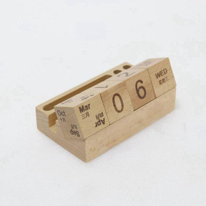 <b>Wooden</b> Calendar Flip-Up Numbers Perpetual Desk Organizer Rectangle Shape Engraved Day View 5cm High Manual <b>Wooden</b> <b>Block</b> - Product Image 3